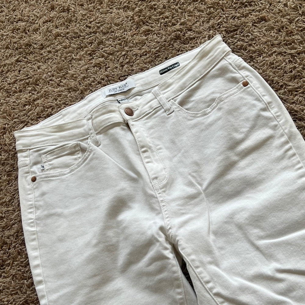 Judy Blue White Skinny Fit Capri Jeans Size 13/31 High Rise Stretch Denim